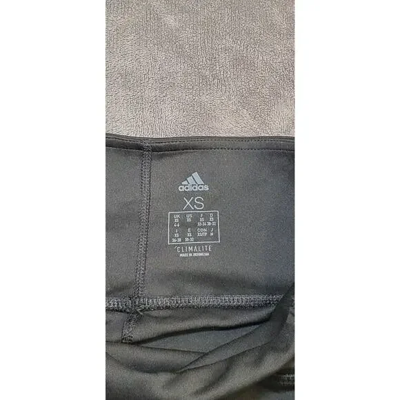 Adidas Sz XS Women's Climalite 3-Stripe Full Length Tights Black White Ca16 - Picture 6 of 9